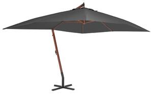 Umbrelă suspendată cu stâlp din lemn, antracit, 400 x 300 cm