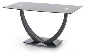 Masa ANTON, negru transparent/negru, sticla/metal, 140x80x75 cm