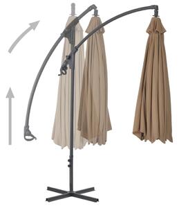 Umbrelă suspendată cu stâlp din oțel, gri taupe, 300 cm