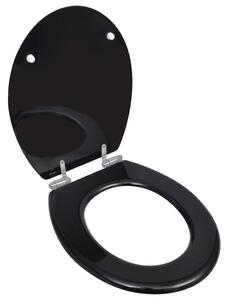 Capac WC cu închidere silențioasă negru MDF design simplu