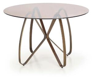 Masa LUNGO, maro/auriu, sticla securizata/metal, 120x120x76 cm