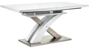 Masa extensibila SANDOR 2, alb/crom, sticla securizata/otel, 160/220x9