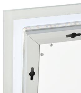 Oglindă Baie LED Kleankin, Iluminare Reglabilă, Smart Touch, Argintiu, 70x50cm | Aosom Romania