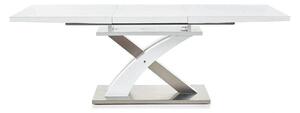 Masa alb lucios SANDOR, extensibila, alb/crom, 160/220x90x77 cm