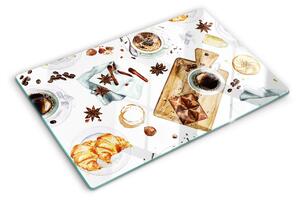 Tocător din sticlă Delicatese din cafea și produse de patiserie