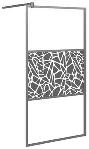 Paravan de duș walk-in negru 100x195 cm sticlă ESG model piatră