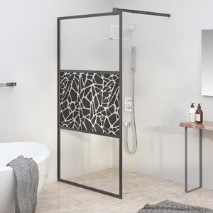 Paravan de duș walk-in negru 115x195 cm sticlă ESG model piatră
