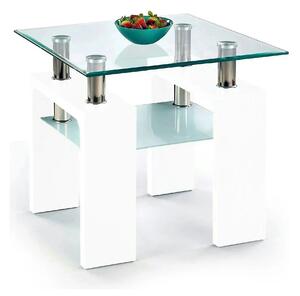 Masuta cafea DIANA H, transparent/alb, 60x60x55 cm