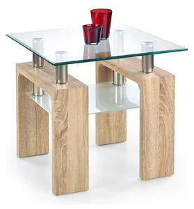 Masuta cafea DIANA H, transparent/stejar sonoma, 60x60x55 cm