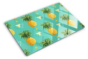 Tocător din sticlă Ananas pe un fundal turcoaz