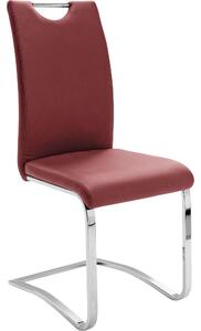 Set 4 scaune tapitate cu piele ecologica si picioare metalice, Koeln Bordeaux / Crom, l43xA57xH100 cm