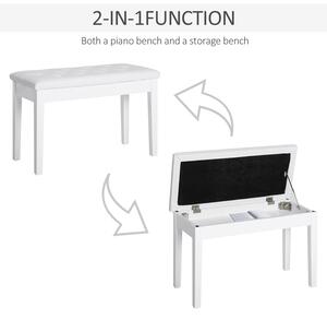 HomCom scaun pian, cu spatiu depozitare, 76x36x50cm, alb | AOSOM RO