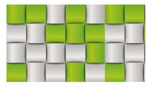 Panou bucatarie, protectie plita, aragaz, antistropire, print UV model Abstract Patrat Verde-Alb, 60x50 cm