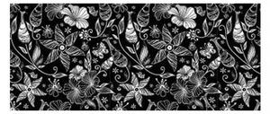 Panou bucatarie, protectie plita, aragaz, antistropire, print UV model Tapet Floral Alb Negru, 60x50 cm