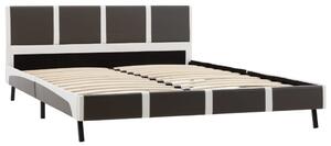 Cadru de pat, gri și alb, 140 x 200 cm, piele ecologică