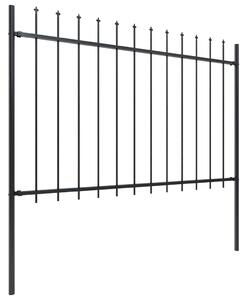 Gard de grădină cu vârf ascuțit, negru, 1,7 m, oțel