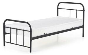 Pat metalic negru Linda 90x200, negru, otel, cu somiera