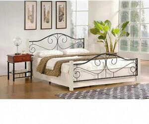 Pat VIOLETTA 160x200, ecru/negru, lemn/otel, cu somiera