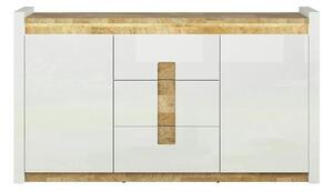 Comoda ALAMEDA, alb/stejar, PAL, 172x41x97 cm