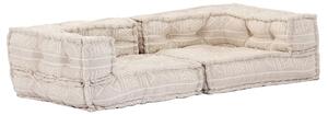 Canapea puf modulară cu 2 locuri, bej, material textil