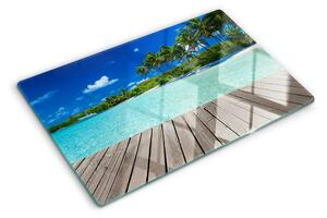 Tocător de bucătărie Plajă tropicală cu palmieri