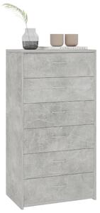 Dulap cu 6 sertare, gri beton, 50x34x96 cm, lemn prelucrat