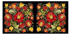 Panou bucatarie, protectie plita, aragaz, antistropire, print UV model Tapet Floral Negru cu Flori, 60x50 cm