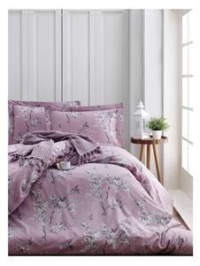 Lenjerie cu cearșaf din bumbac ranforce pentru pat dublu Chicory Pink, 200 x 220 cm