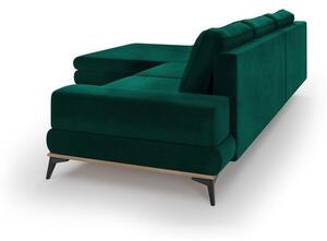 Colțar extensibil cu tapițerie de catifea și șezlong pe partea stângă Windsor & Co Sofas Astre, verde