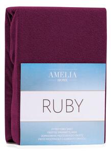 Cearșaf elastic pentru pat dublu AmeliaHome Ruby Siesta, 180-200 x 200 cm, vișiniu închis