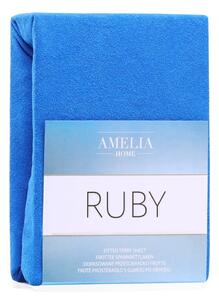 Cearșaf elastic pentru pat dublu AmeliaHome Ruby Siesta, 200-220 x 200 cm, albastru