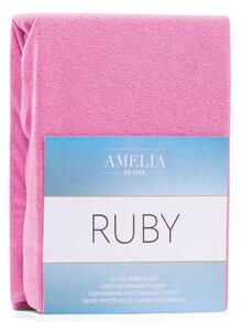 Cearșaf elastic pentru pat dublu AmeliaHome Ruby Siesta, 200-220 x 200 cm, roz