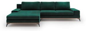 Colțar extensibil cu tapițerie de catifea și șezlong pe partea stângă Windsor & Co Sofas Astre, verde