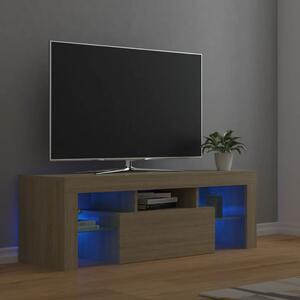 Comodă TV cu lumini LED, stejar Sonoma, 120x35x40 cm