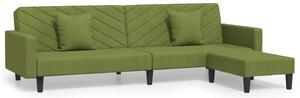 Canapea pat cu 2 perne&taburet, 2 locuri, verde deschis,catifea