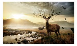 Fototapet - Deers by mountain stream