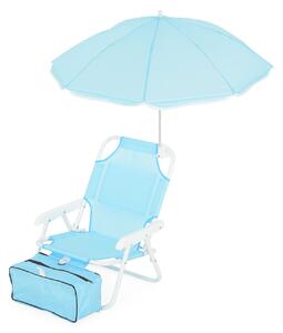 Set scaun cu parasolar si geanta frigorifica pentru copii, Kids Beach, L.37 l.28 H.45, albastru