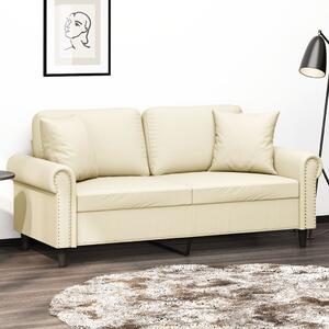 Canapea cu 2 locuri cu pernuțe, crem, 140 cm, piele ecologică