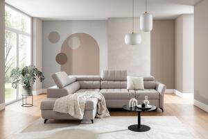 Colțar extensibil Elarias L stânga - bej țesătură Maya 01 - Oferta limitata