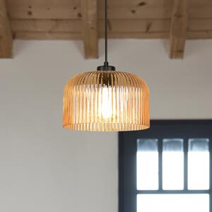 COREP Lampă suspendată Luigi, culoare chihlimbar/negru, Ø 25 cm, sticlă, reglabil, Maro / Rugină, Camera de zi / sufragerie, Sticlă, Modern