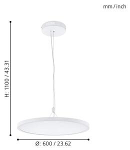 Eglo 33676 - Lustră suspendată pe cablu CERIGNOLA-C, LED RGBW dimabil, 32W/230V, alb + telecomandă