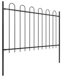 Gard de grădină cu vârf curbat, negru, 13,6 m, oțel