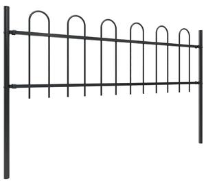Gard de grădină cu vârf curbat, negru, 10,2 m, oțel