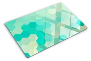 Tocător sticlă Model hexagonal în nuanțe de turcoaz