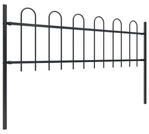 Gard de grădină cu vârf curbat, negru, 15,3 m, oțel