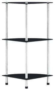 Raft cu 3 niveluri, negru, 30 x 30 x 67 cm, sticlă securizată