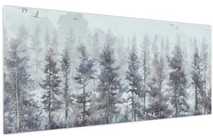 Tablou - Pădurea de pini II., aquarel (120x50 cm)