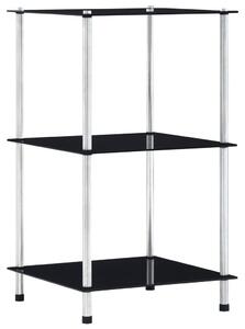 Raft cu 3 niveluri, negru, 40 x 40 x 67 cm, sticlă securizată