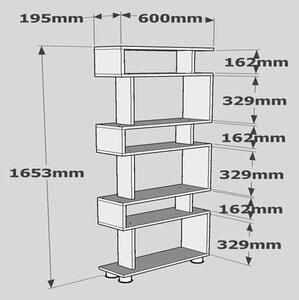 Bibliotecă Blok Alb 60x165x19.5 cm