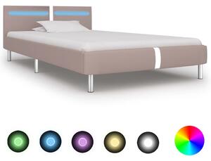 Cadru pat cu LED, cappuccino, 90x200 cm, piele artificială
